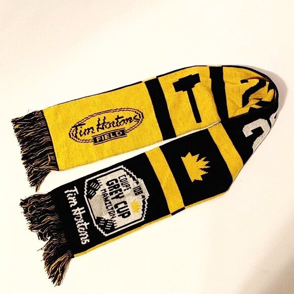 TIM HORTONS HAMILTON Grey Cup Field Scarf Knit Scarf Tassel Scarf - Picture 1 of 10